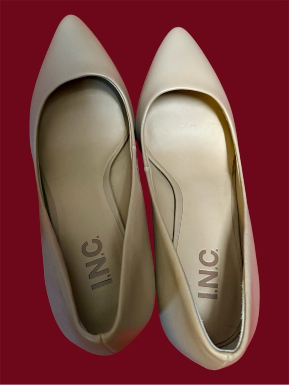 INC International Concepts Women's Pointed Toe Beige Flats